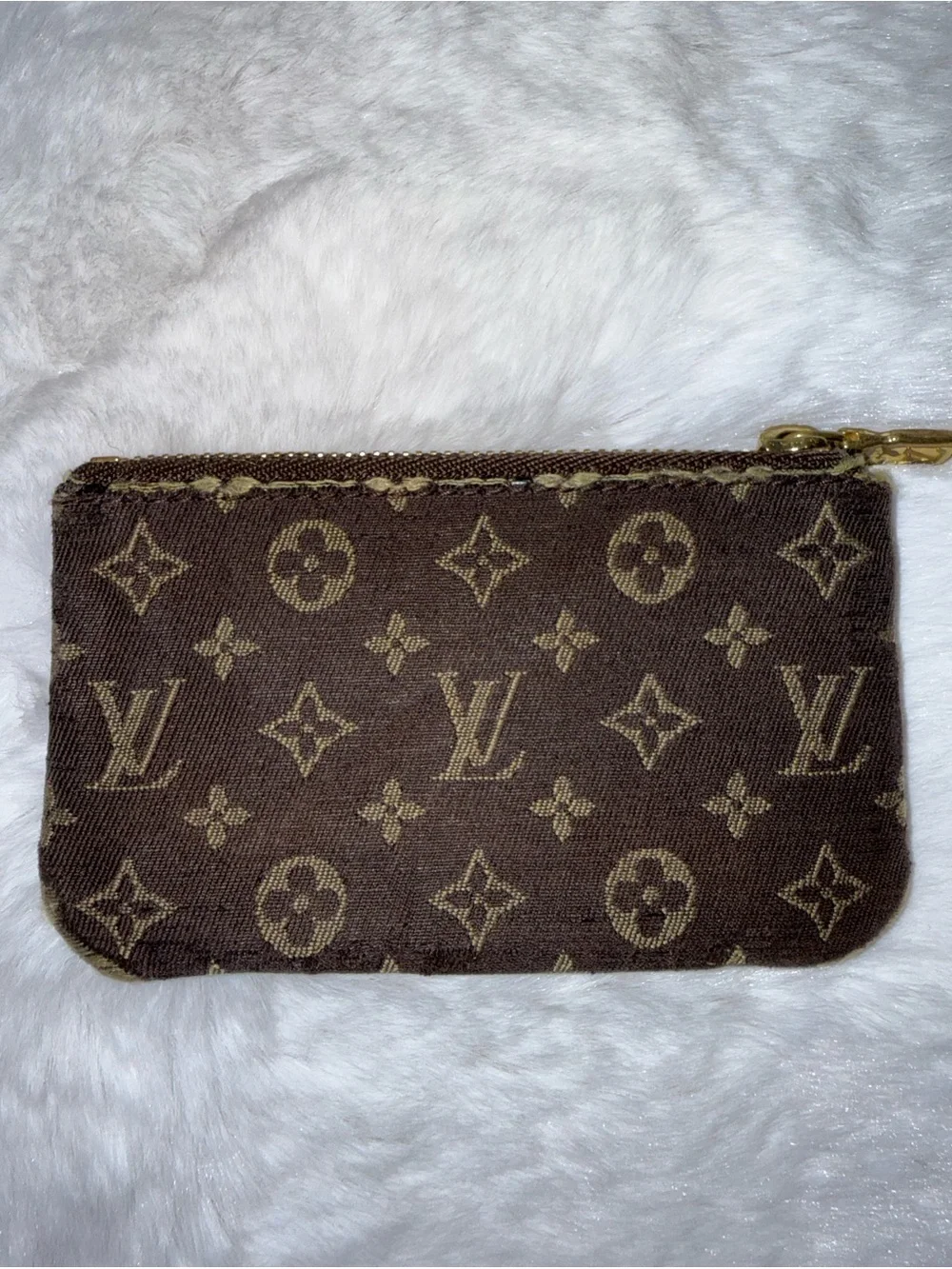 Louis Vuitton Monogram Canvas Mini Lin Key Card Pouch in Brown and Tan